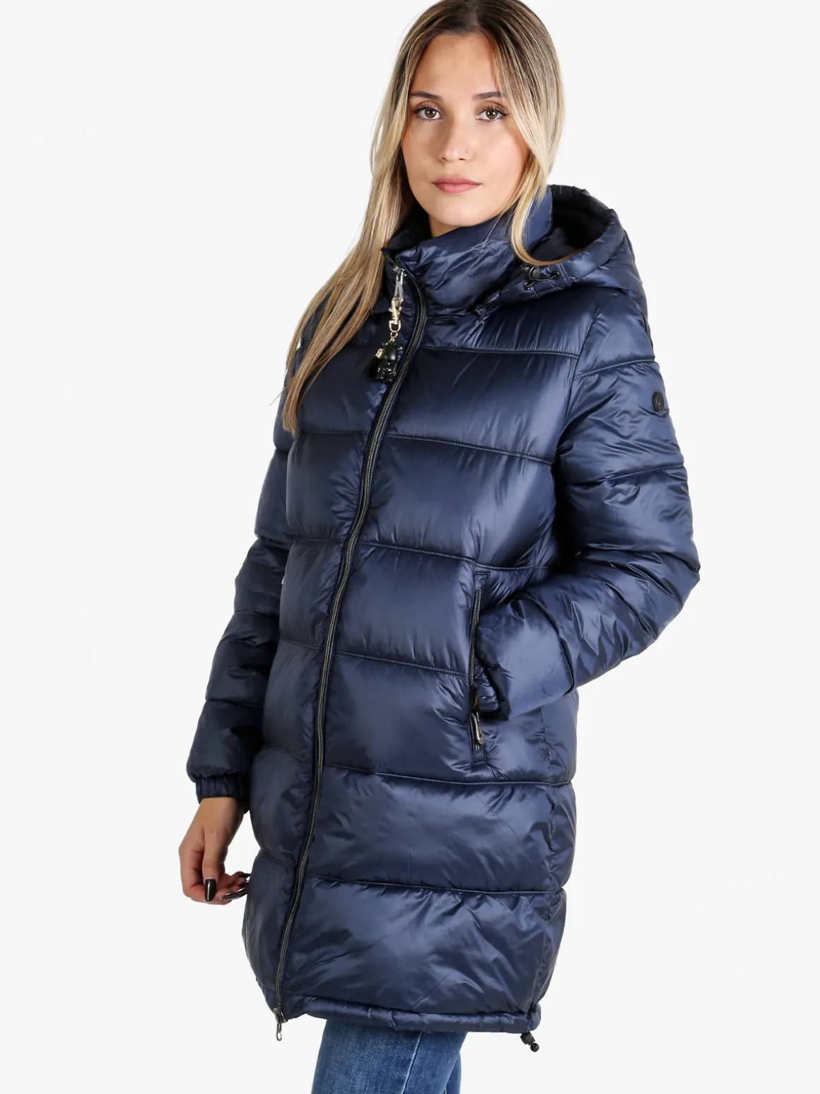 Mont Rose Giubbotto donna imbottito con cappuccio e zip - blu scuro