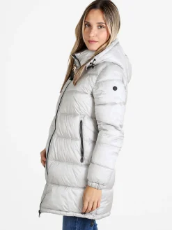 Mont Rose Giubbotto donna imbottito con cappuccio e zip - perla