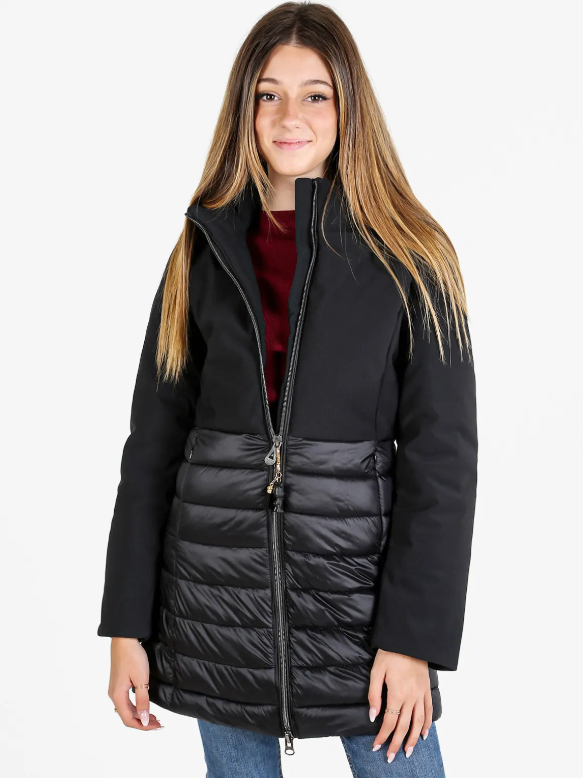 Mont Rose Giubbotto donna multistrato con cappuccio e zip - nero