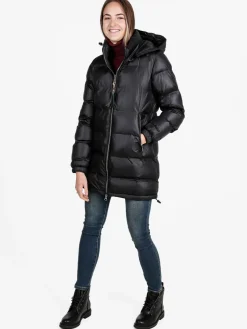 Mont Rose Giubbotto lungo da donna imbottito con cappuccio e zip