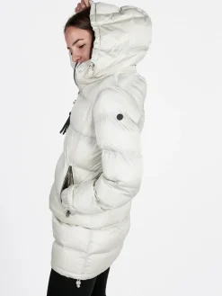 Mont Rose Giubbotto lungo da donna imbottito con cappuccio e zip