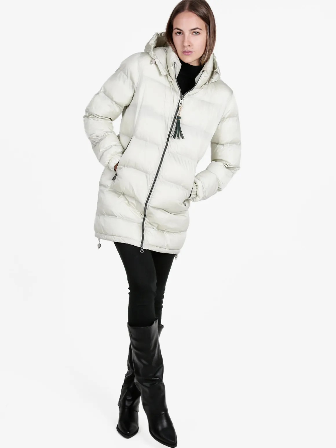 Mont Rose Giubbotto lungo da donna imbottito con cappuccio e zip