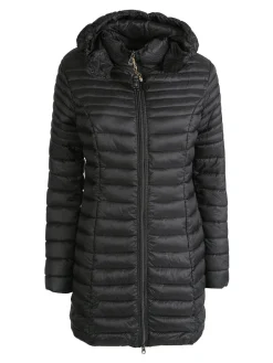 Mont Rose Giubbotto lungo da donna con cappuccio e zip - nero