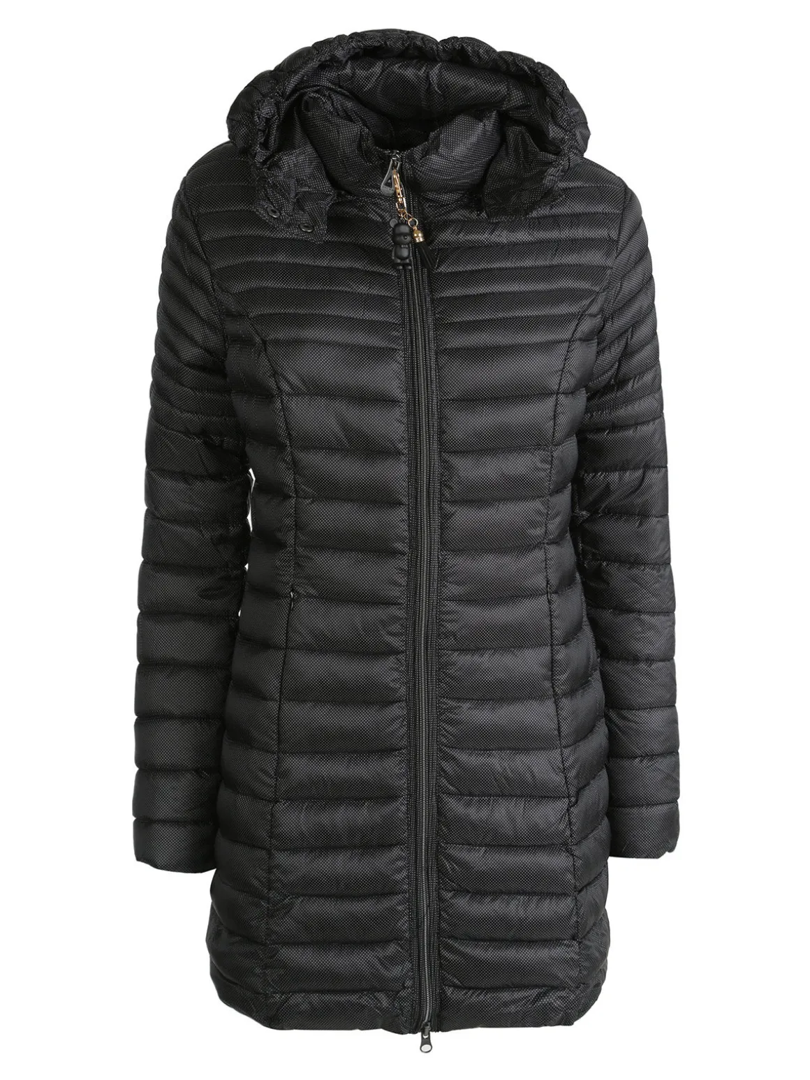 Mont Rose Giubbotto lungo da donna con cappuccio e zip - nero