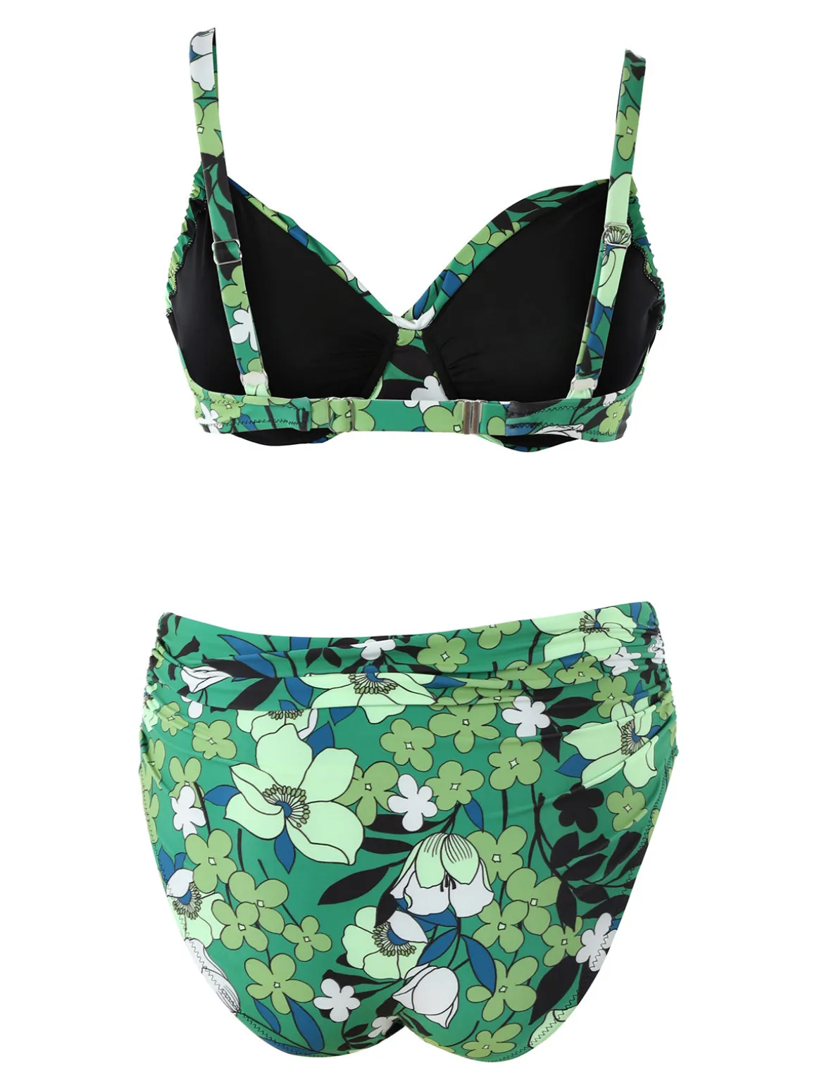 Moorea Beach Bikini donna floreale con coppe sfoderate con ferretto e slip arricciato - verde