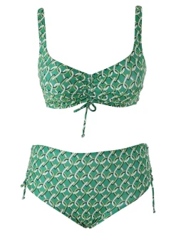Moorea Beach Bikini donna sfoderato senza ferretto e slip con coulisse laterali - verde