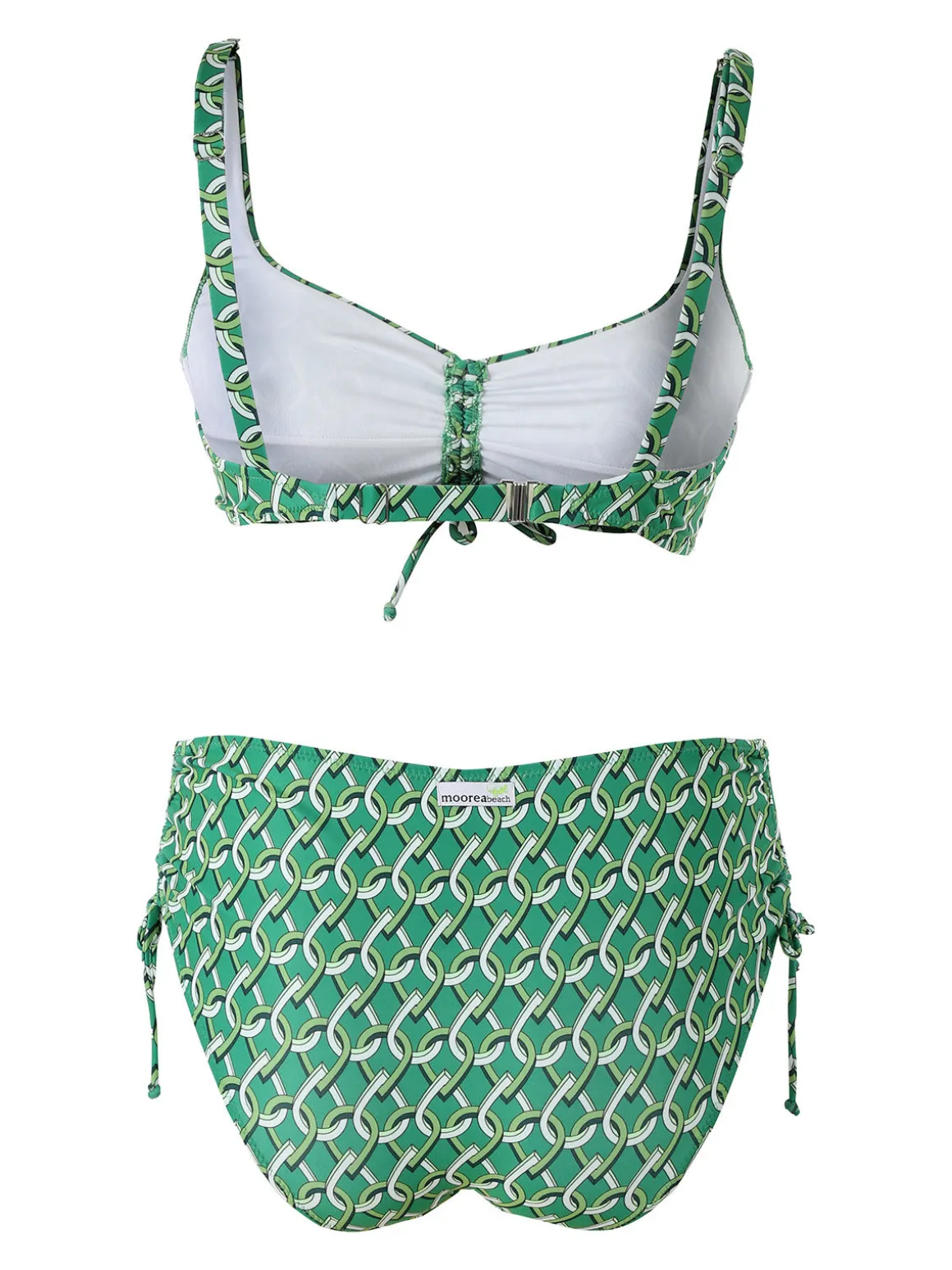 Moorea Beach Bikini donna sfoderato senza ferretto e slip con coulisse laterali - verde