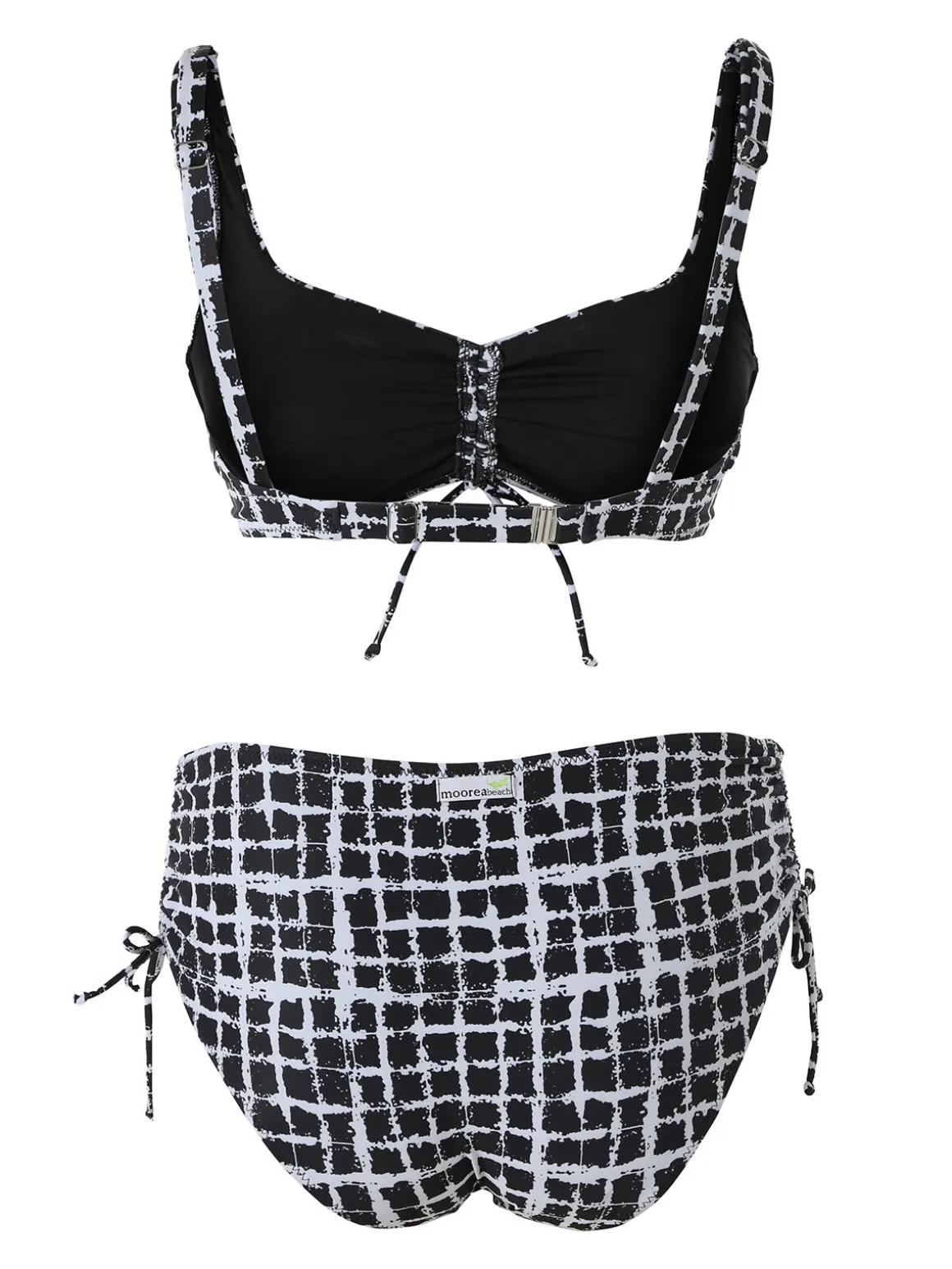 Moorea Beach Bikini donna sfoderato senza ferretto e slip con coulisse laterali - nero
