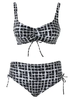 Moorea Beach Bikini donna sfoderato senza ferretto e slip con coulisse laterali - nero