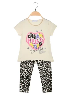 Mouset Completo bambina 2 pezzi con t-shirt e leggings maculati a 3/4