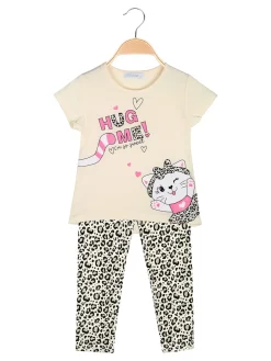 Mouset Completo bambina 2 pezzi con t-shirt e leggings maculati a 3/4