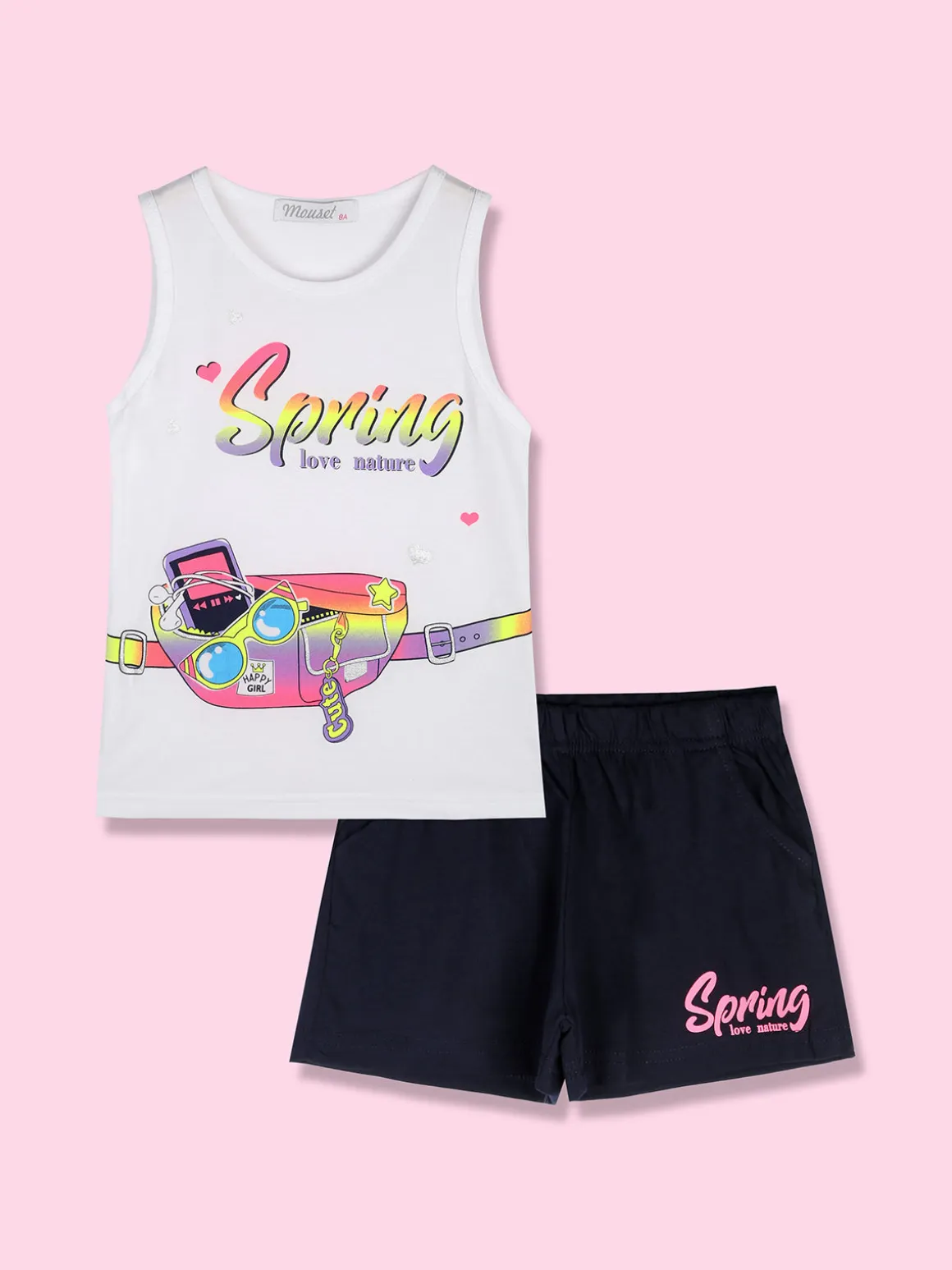 Mouset Completo corto da bambina con canotta e shorts