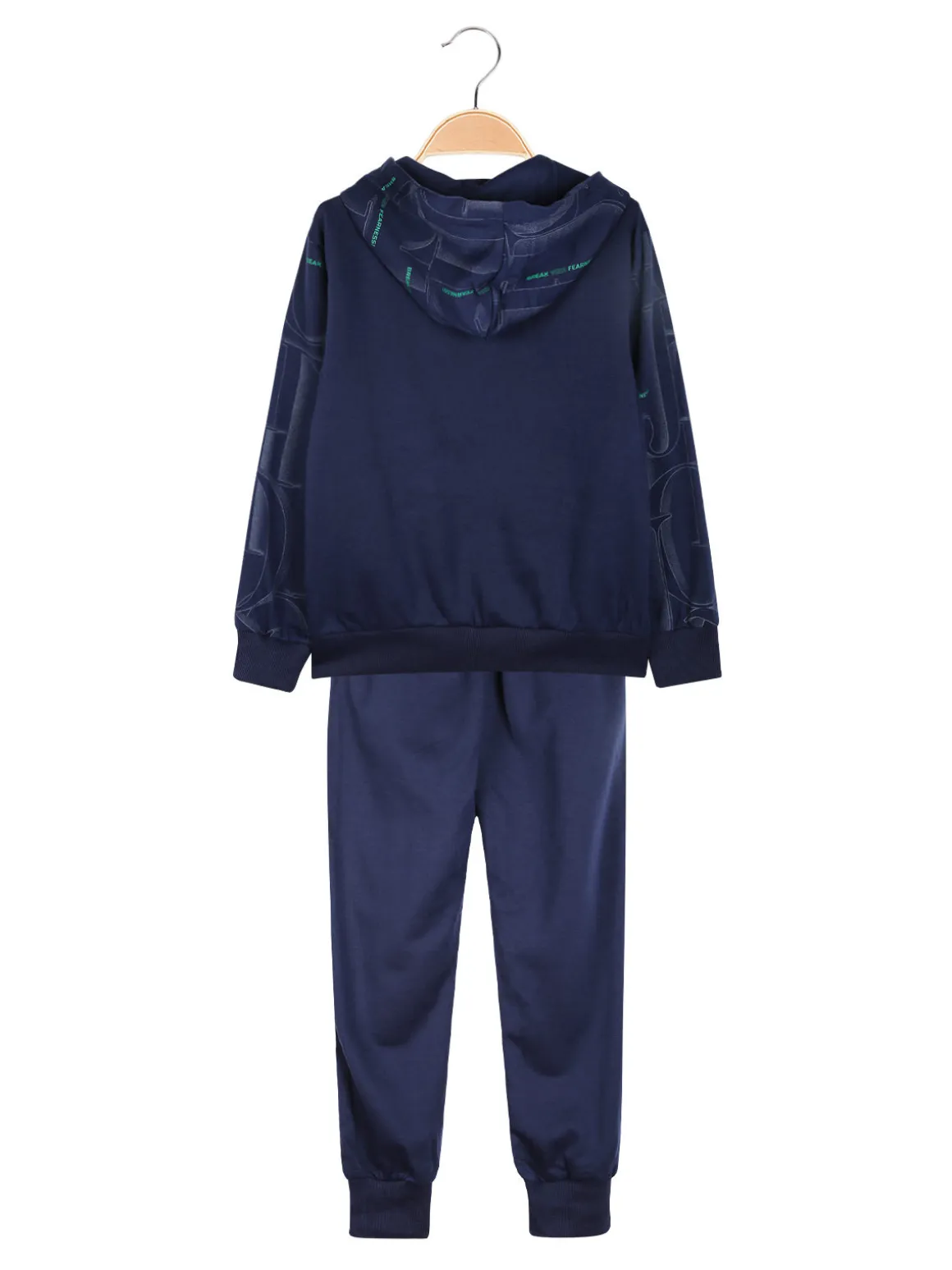 Mouset Completo 3 pezzi da bambino con cappuccio e zip - blu