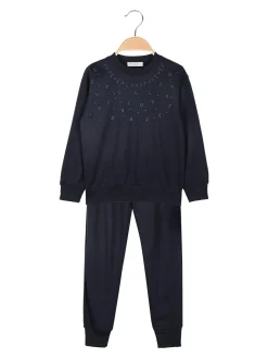 Mouset Completo tuta da bambina 2 pezzi felpa e pantaloni - blu scuro
