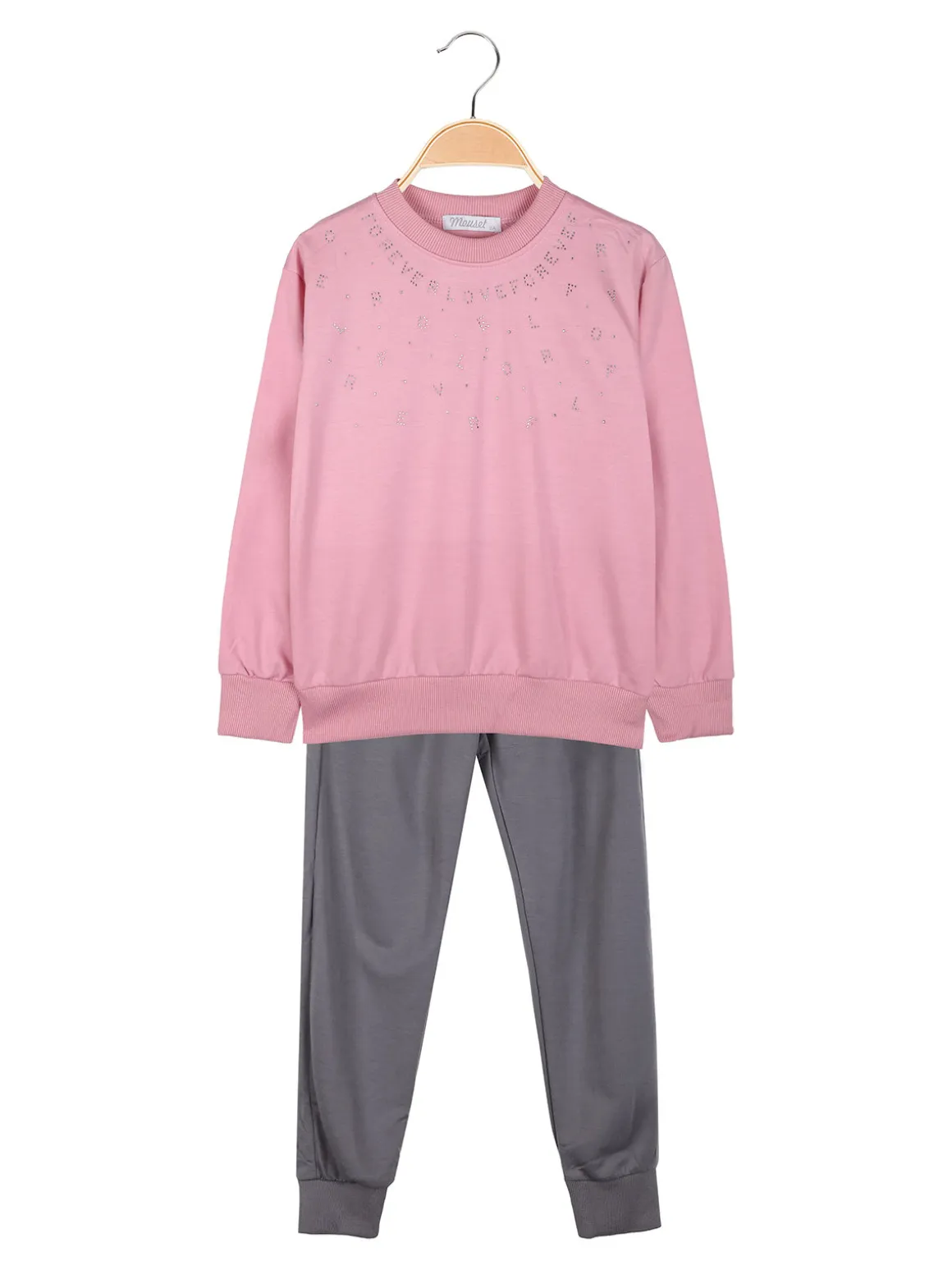 Mouset Completo tuta da bambina 2 pezzi felpa e pantaloni - rosa