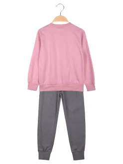 Mouset Completo tuta 2 pezzi da bambina con felpa girocollo e pantaloni - rosa