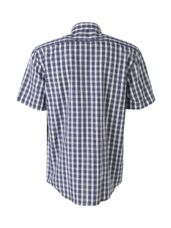 Mrhope Camicia da uomo in cotone a maniche corte con stampa a quadri e taschino - avion