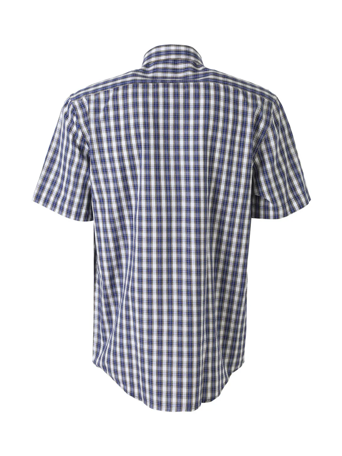 Mrhope Camicia da uomo in cotone a maniche corte con stampa a quadri e taschino - avion