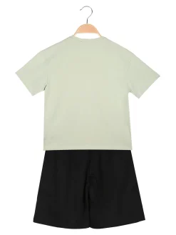 Mr Jek Completo corto da bambino in cotone con t-shirt e bermuda - pistacchio