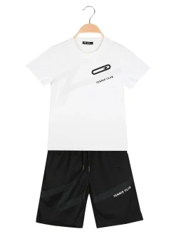Mr Jek Completo corto da bambino con t-shirt e bermuda - bianco