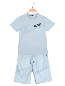 Mr Jek Completo corto da bambino con t-shirt e bermuda - azzurro