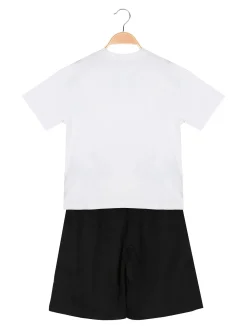 Mr Jek Completo corto da bambino in cotone con t-shirt e bermuda - bianco