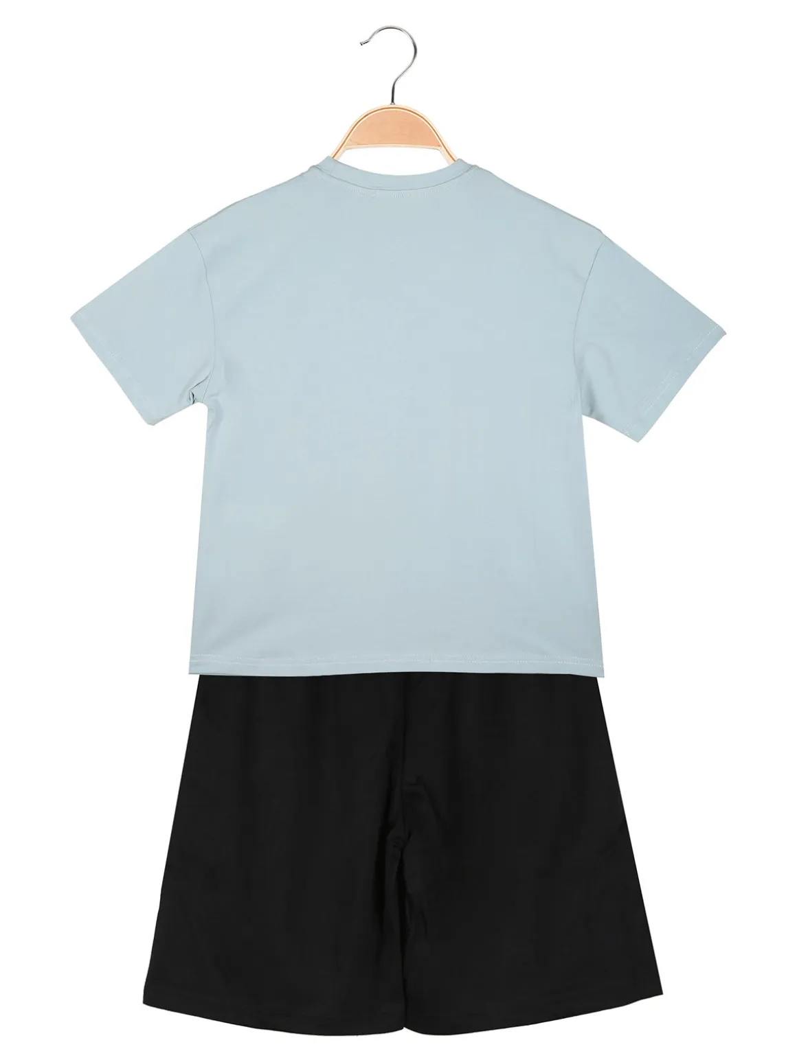 Mr Jek Completo corto da bambino in cotone con t-shirt e bermuda - azzurro