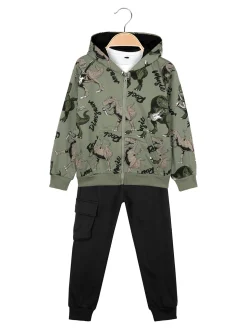 Mr Jek Completo 3 pezzi da bambino con cappuccio e zip - verde