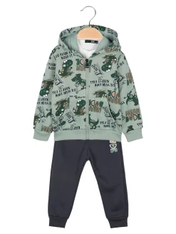 Mr Jek Completo 3 pezzi da neonato con cappuccio e zip - acqua marina