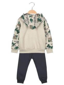 Mr Jek Completo 3 pezzi da neonato con cappuccio e zip - beige