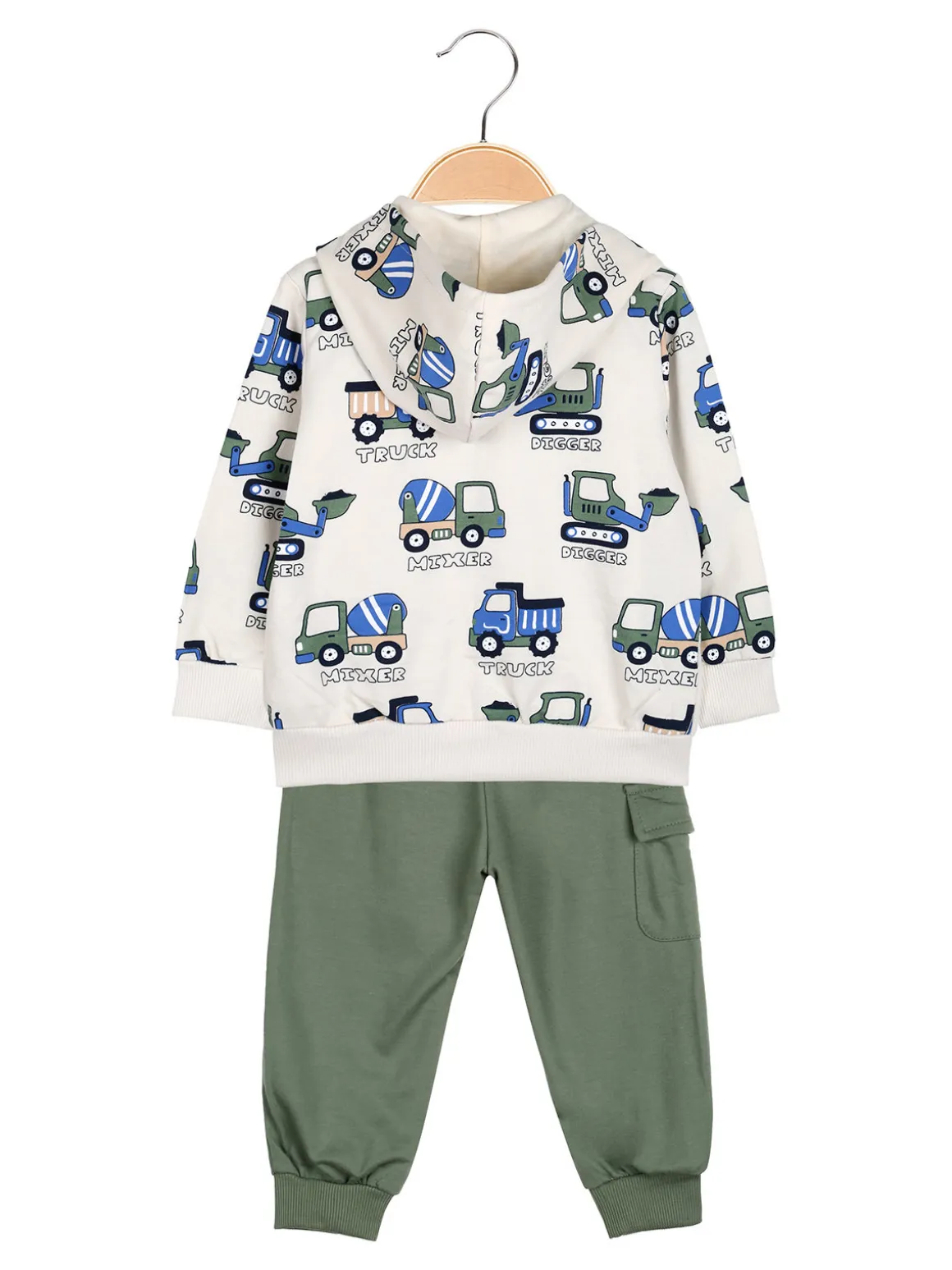 Mr Jek Completo 3 pezzi da neonato con cappuccio e zip - beige