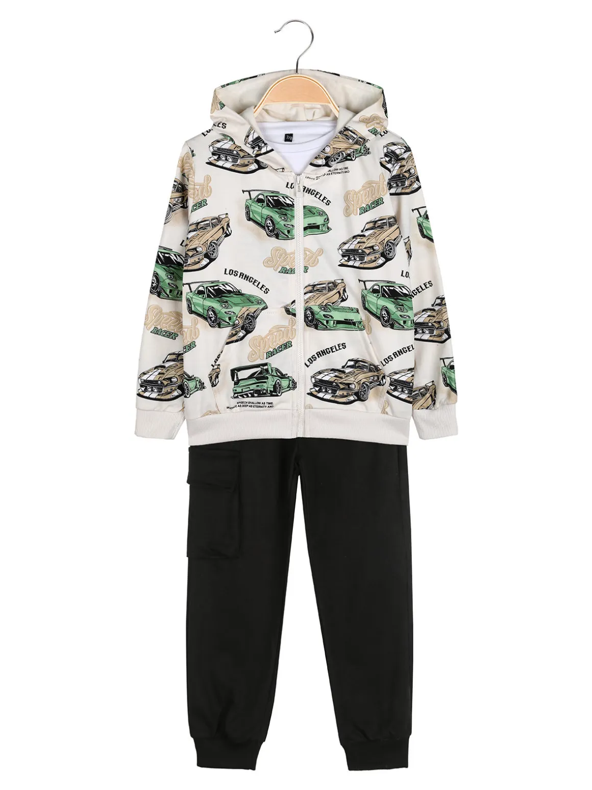 Mr Jek Completo tuta 3 pezzi da bambino con cappuccio e zip - beige