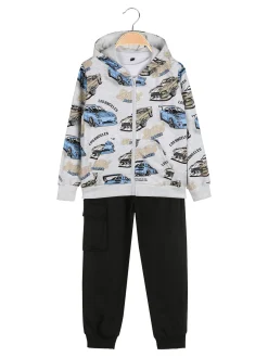 Mr Jek Completo tuta 3 pezzi da bambino con cappuccio e zip - grigio chiaro