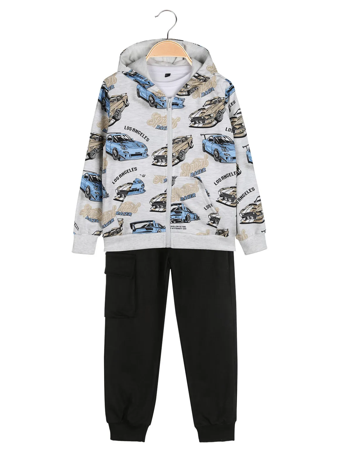 Mr Jek Completo tuta 3 pezzi da bambino con cappuccio e zip - grigio chiaro