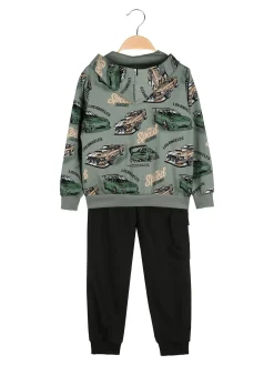Mr Jek Completo tuta 3 pezzi da bambino con cappuccio e zip - militare