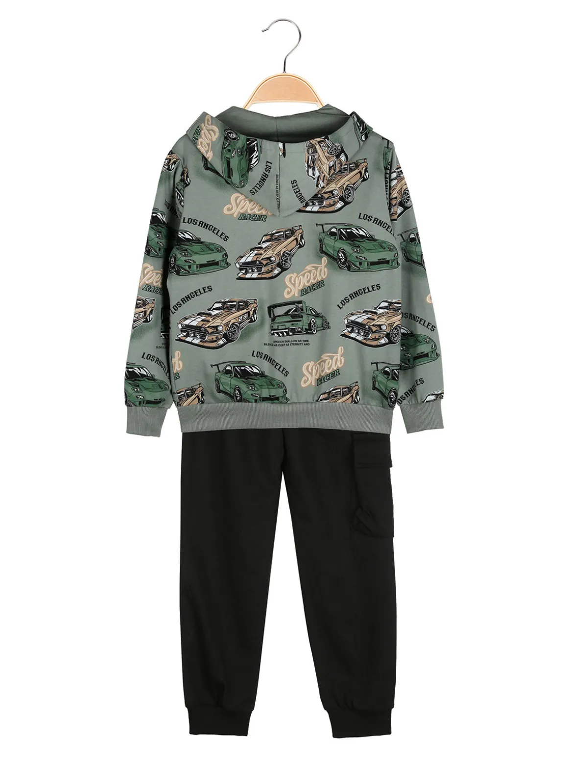 Mr Jek Completo tuta 3 pezzi da bambino con cappuccio e zip - militare