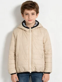 Mr Jek Giubbino 100 grammi da ragazzo reversibile con cappuccio e zip - beige