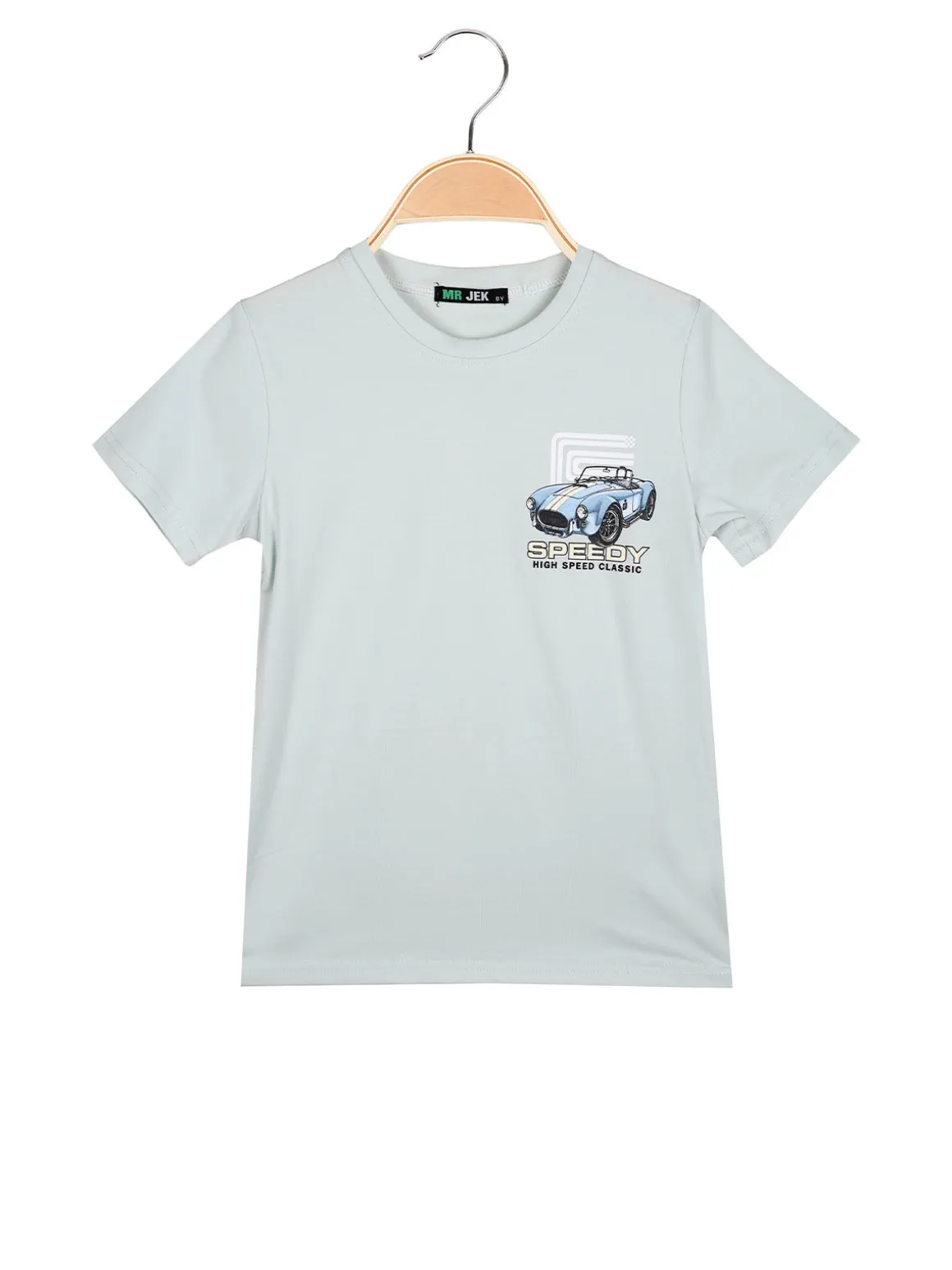 Mr Jek T-shirt da bambino in cotone con stampa disegno davanti e dietro - verde chiaro