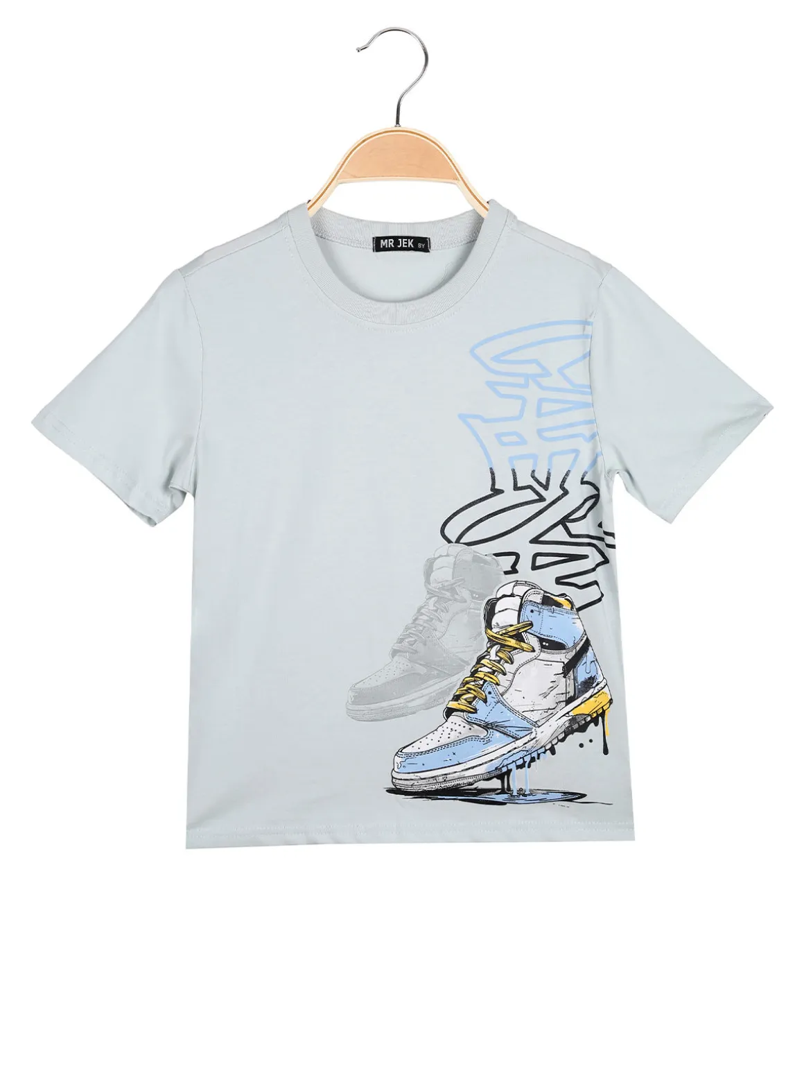 Mr Jek T-shirt da ragazzo in cotone con stampa - azzurro