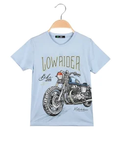 Mr Jek T-shirt da ragazzo in cotone con stampa disegno - azzurro