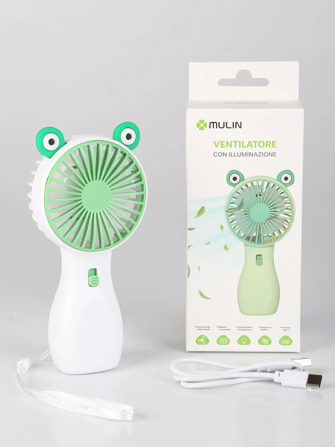 Mulin Ventilatore mini portatile con illuminazione