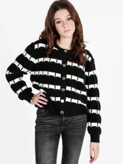 M & V Cardigan donna in maglia bicolore con bottoni