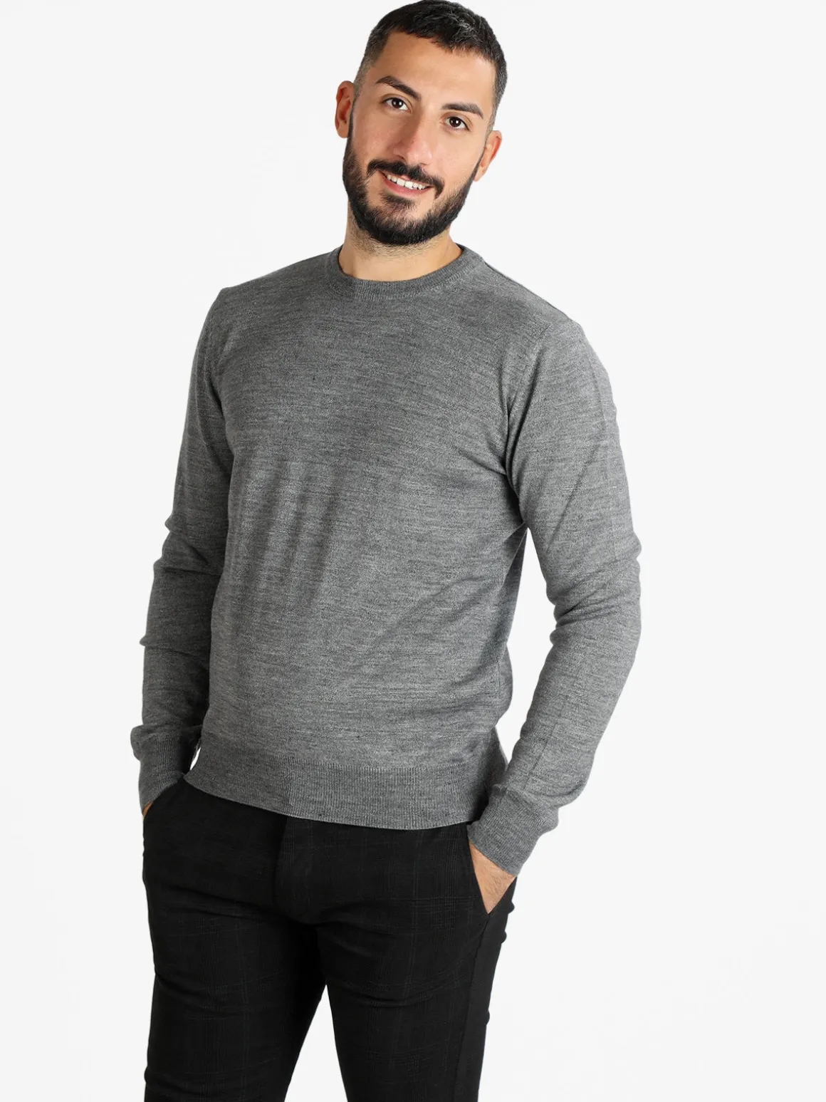 Mv Pullover da uomo misto lana girocollo