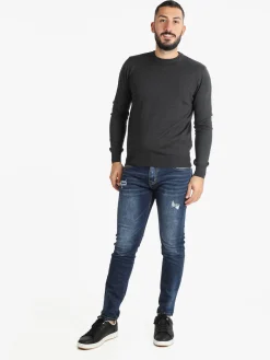 Mv Pullover da uomo misto lana girocollo