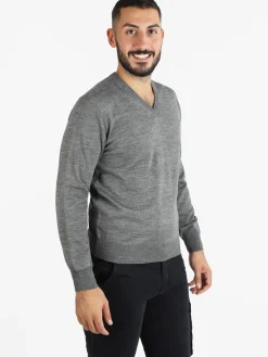 Mv Pullover da uomo misto lana con scollo a V