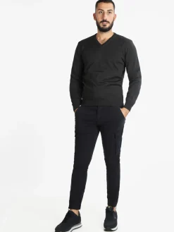 Mv Pullover da uomo misto lana con scollo a V