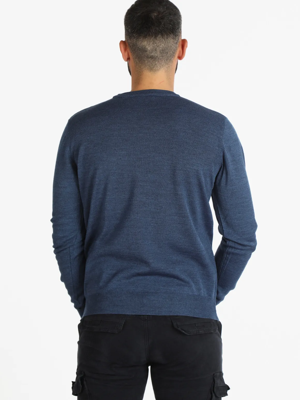 Mv Pullover da uomo misto lana girocollo