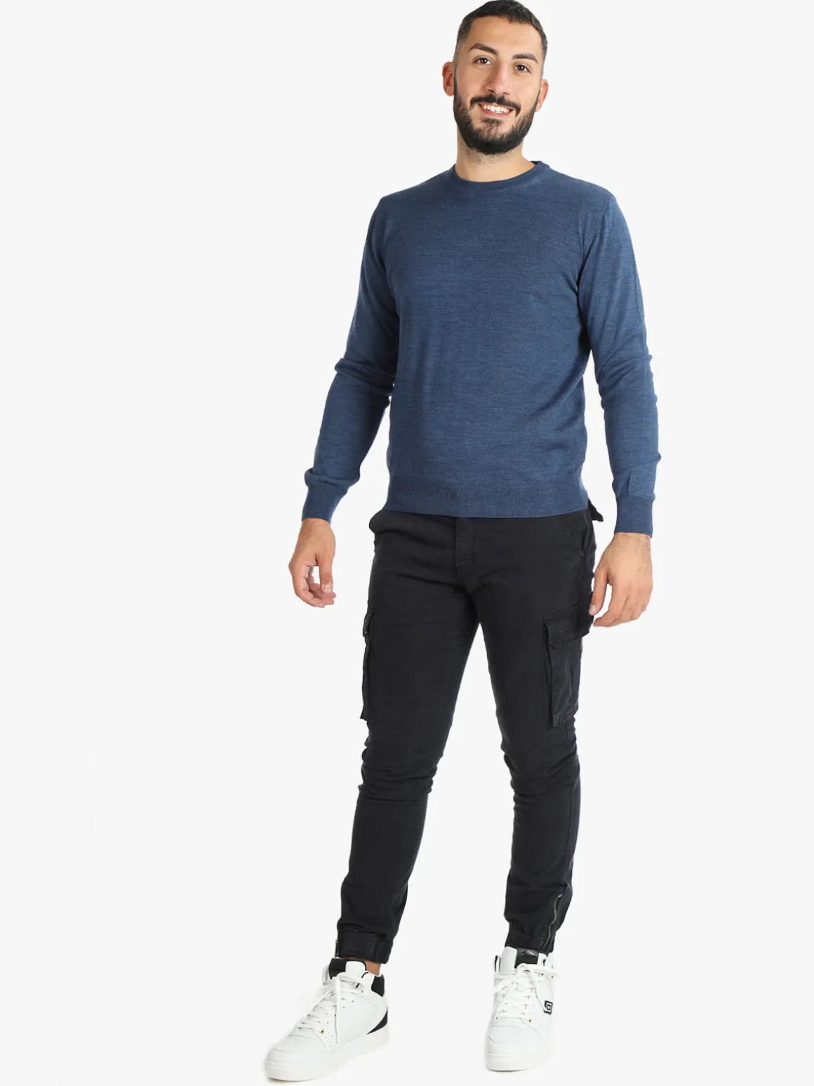 Mv Pullover da uomo misto lana girocollo