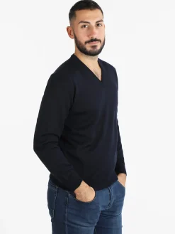 Mv Pullover da uomo misto lana con scollo a V