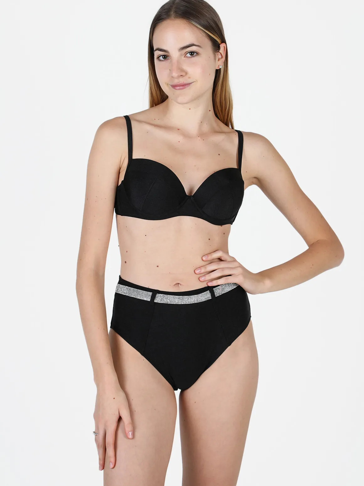 Mya Swimwear Bikini donna con reggiseno imbottito e slip con strass